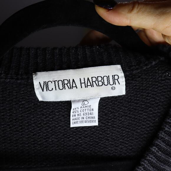 Victoria Harbour Sequin Beaded Black Sweater Tunic Size L - Picture 4 of 4